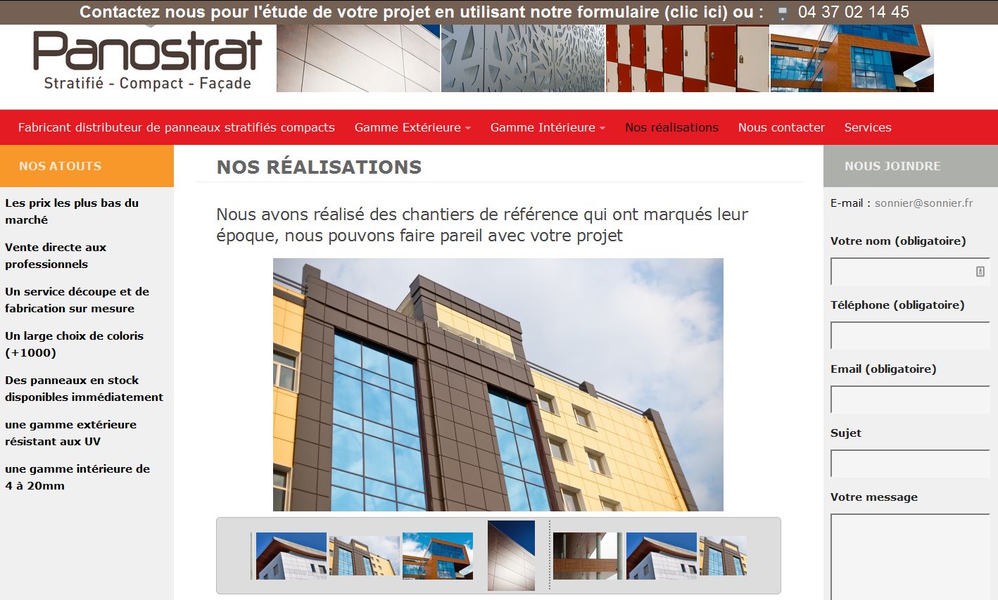 Panostrat, site relié à l'entreprise SONNIER Bois - Projet réalisé par l'agence Web & Digital ARTWYS (Valence)